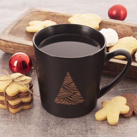 Kubek porcelanowy do kawy herbaty czarny choinka duży 500 ml ORION 129611