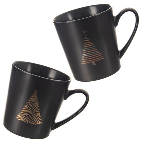 Kubek porcelanowy do kawy herbaty czarny choinka duży 500 ml ORION 129611