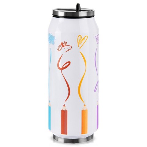 Kubek termiczny PUSZKA z rurką słomką ustnikiem na kawę do szkoły KREDKI 500 ml ORION 128531