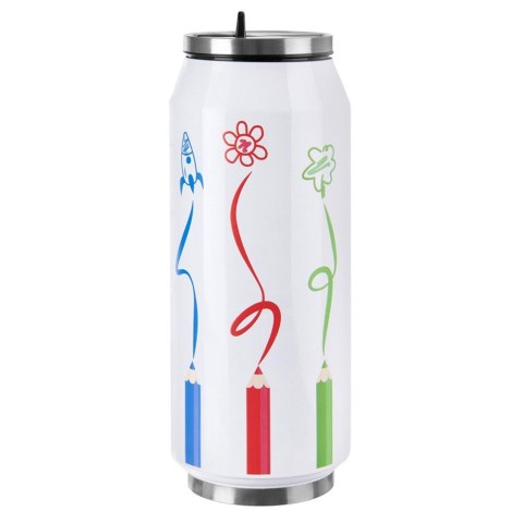 Kubek termiczny PUSZKA z rurką słomką ustnikiem na kawę do szkoły KREDKI 500 ml ORION 128531