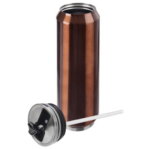 Kubek termiczny PUSZKA ze słomką ustnikiem do kawy BRĄZOWY 700 ml ORION 128530