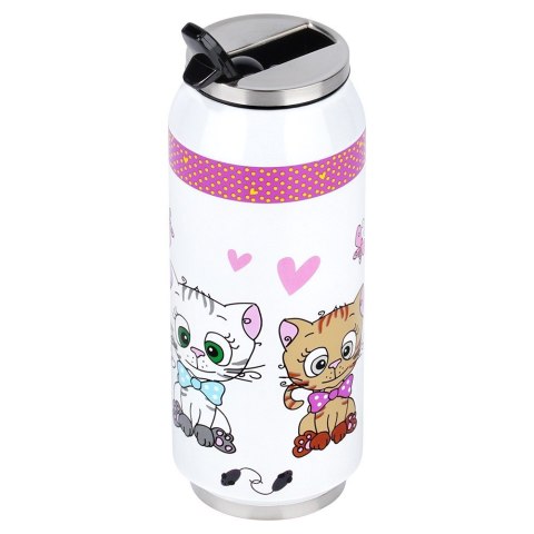 Kubek termiczny PUSZKA ze słomką ustnikiem do szkoły KOTEK 400 ml ORION 128508