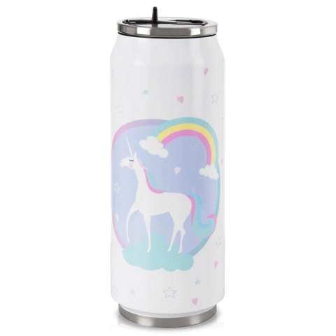 Kubek termiczny PUSZKA ze słomką ustnikiem do szkoły UNICORN 500 ml ORION 124824
