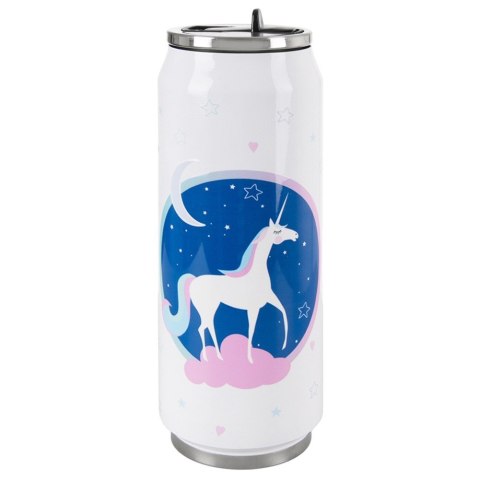 Kubek termiczny PUSZKA ze słomką ustnikiem do szkoły UNICORN 500 ml ORION 124824
