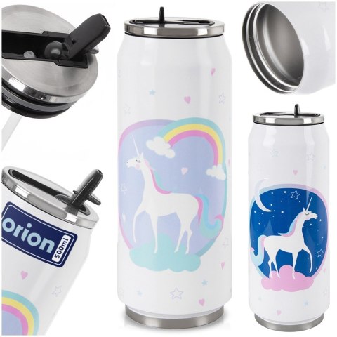 Kubek termiczny PUSZKA ze słomką ustnikiem do szkoły UNICORN 500 ml ORION 124824