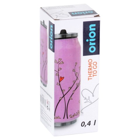 Kubek termiczny PUSZKA ze słomką ustnikiem do szkoły różowy SERCE 400 ml ORION 128513