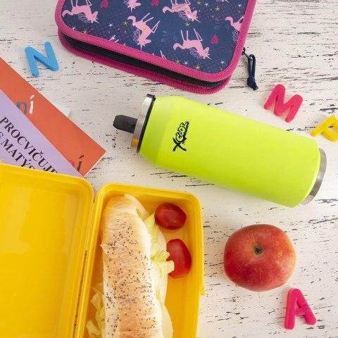 Kubek termiczny PUSZKA ze słomką ustnikiem do szkoły zielony 500 ml ORION 125896