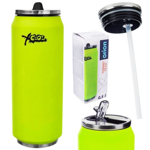 Kubek termiczny PUSZKA ze słomką ustnikiem do szkoły zielony 500 ml ORION 125896