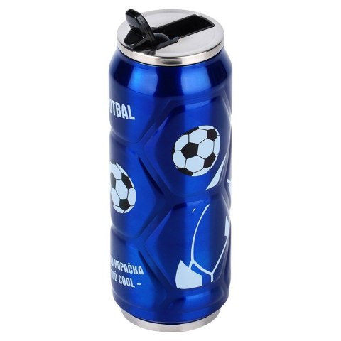 Kubek termiczny PUSZKA ze słomką ustnikiem na kawę piłka niebieski 500 ml ORION 125895