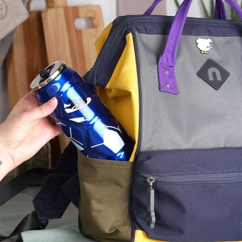 Kubek termiczny PUSZKA ze słomką ustnikiem na kawę piłka niebieski 500 ml ORION 125895