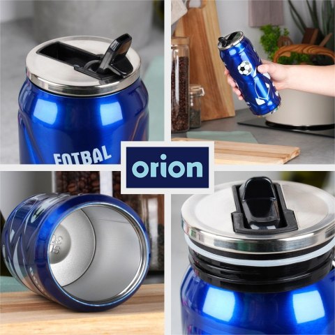 Kubek termiczny PUSZKA ze słomką ustnikiem na kawę piłka niebieski 500 ml ORION 125895