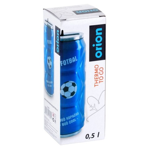 Kubek termiczny PUSZKA ze słomką ustnikiem na kawę piłka niebieski 500 ml ORION 125895