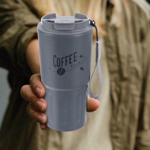 Kubek termiczny na kawę do samochodu auta szkoły szary TERMO 590 ml ORION 112281
