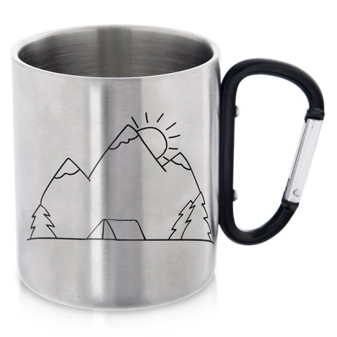 Kubek turystyczny metalowy stalowy z karabińczykiem na kemping 350 ml ORION 112440