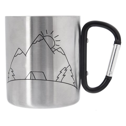 Kubek turystyczny metalowy stalowy z karabińczykiem na kemping 350 ml ORION 112440