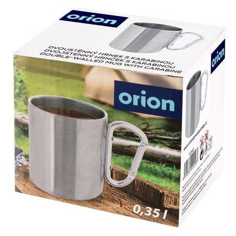 Kubek turystyczny metalowy stalowy z karabińczykiem survival 350 ml ORION 112441
