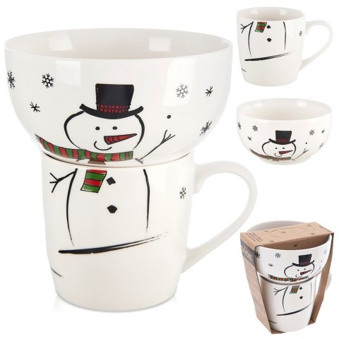 Kubek z miseczką do zupy dla dziecka dzieci porcelanowy bałwan 2 ele. ORION 129646