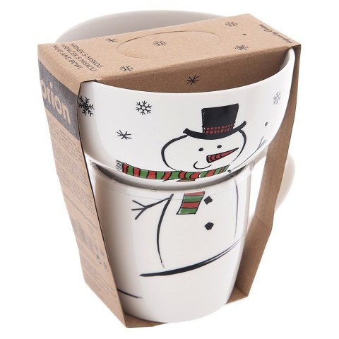 Kubek z miseczką do zupy dla dziecka dzieci porcelanowy bałwan 2 ele. ORION 129646