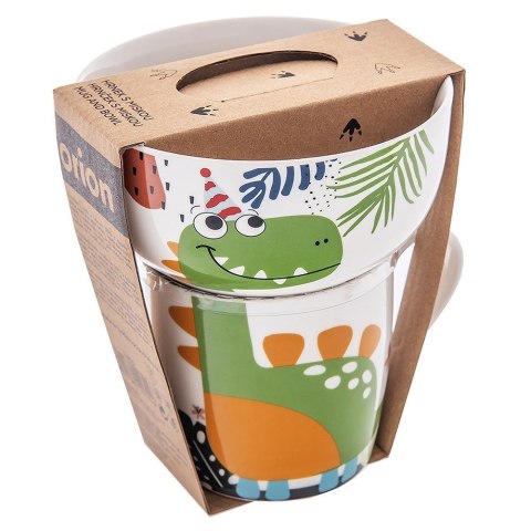 Kubek z miseczką do zupy dla dziecka dzieci porcelanowy dinozaur 2 ele. ORION 129642