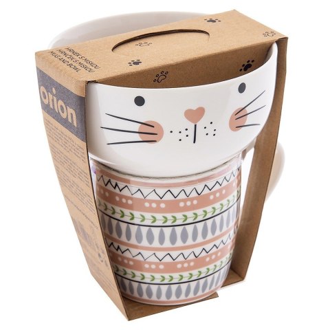 Kubek z miseczką do zupy dla dziecka dzieci porcelanowy kot 2 ele. ORION 129643
