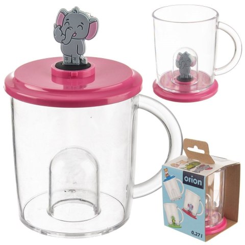 Kubek z pokrywką figurką dla dziecka dzieci słoń 240 ml ORION 129457