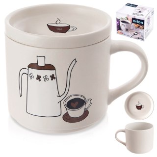 Kubek z pokrywką i uchem porcelanowy 420 ml biały ORION 129633