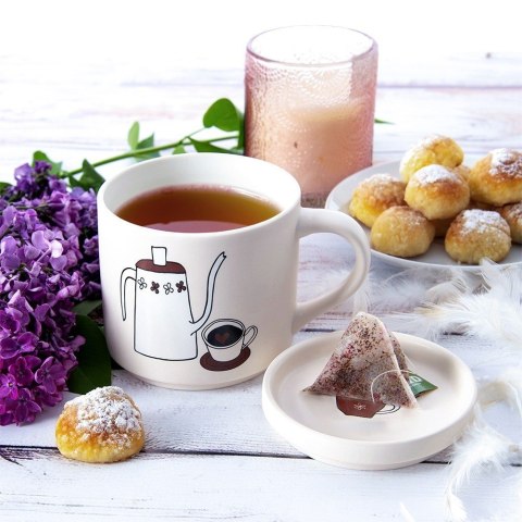 Kubek z pokrywką i uchem porcelanowy 420 ml biały ORION 129633