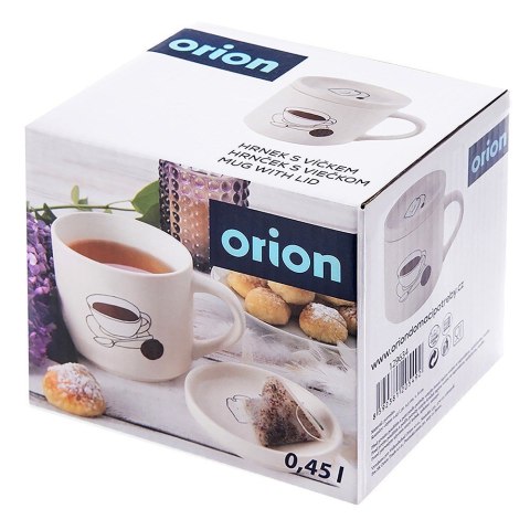Kubek z pokrywką i uchem porcelanowy 420 ml biały ORION 129634
