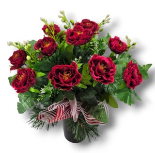 BUKIET NA CMENTARZ KOMPOZYCJA KWIATOWA DO FLAKONU NA GRÓB