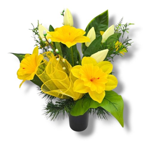 BUKIET WKŁAD DO WAZONU KWIATY NA CMENTARZ GRÓB POMNIK WZÓR WIOSENNY