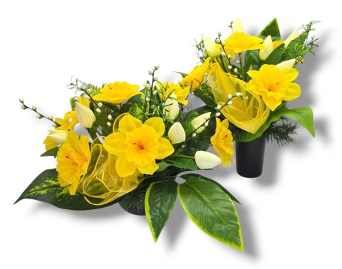 BUKIET WKŁAD DO WAZONU KWIATY NA CMENTARZ GRÓB POMNIK WZÓR WIOSENNY