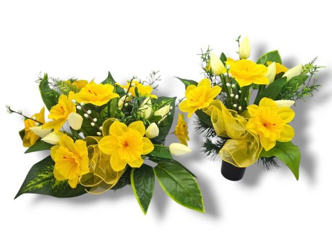 BUKIET WKŁAD DO WAZONU KWIATY NA CMENTARZ GRÓB POMNIK WZÓR WIOSENNY