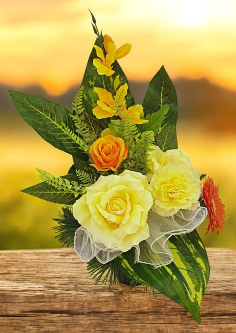 BUKIET WKŁAD DO WAZONU KWIATY NA CMENTARZ WZÓR JESIENNY