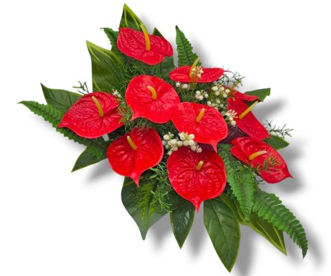 DUŻY STROIK NA CMENTARZ GRÓB XXL KWIATY NA GRÓB MISA Z OBCIĄŻENIEM ANTURIUM