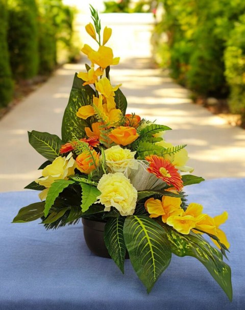 KLASYCZNY STROIK WIOSENNY NA CMENTARZ XL KWIATY NA GRÓB Z OBCIĄŻENIEM