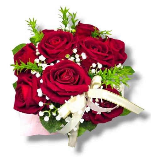 LUKSUSOWY FLOWERBOX CZERWONE RÓŻE W PUDEŁKU NA DZIEŃ MATKI URODZINY IMIENINY