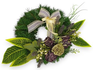 OKRĄGŁY STROIK WIĄZANKA WIANEK NA CMENTARZ DEKORACJA POD ZNICZ