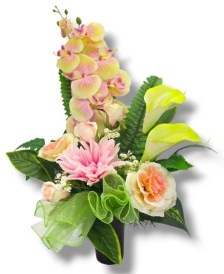 PREMIUM BUKIET ZE STORCZYKIEM WKŁAD DO WAZONU KWIATY NA CMENTARZ GRÓB POMNIK