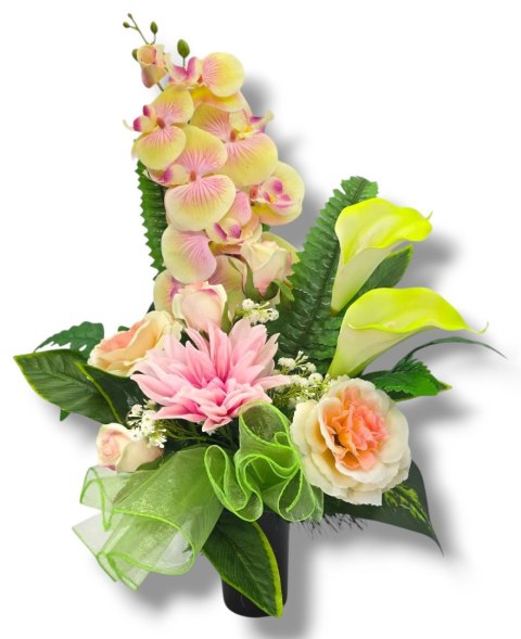 PREMIUM BUKIET ZE STORCZYKIEM WKŁAD DO WAZONU KWIATY NA CMENTARZ GRÓB POMNIK