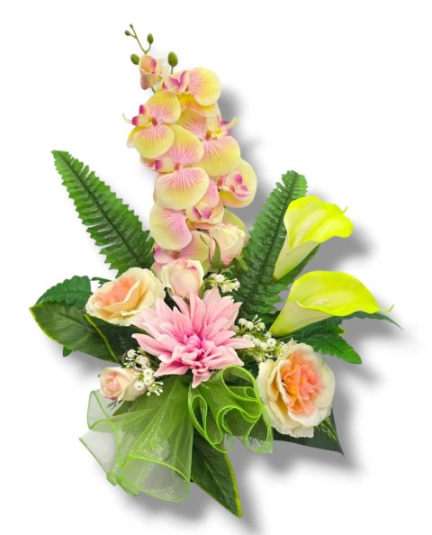 PREMIUM BUKIET ZE STORCZYKIEM WKŁAD DO WAZONU KWIATY NA CMENTARZ GRÓB POMNIK