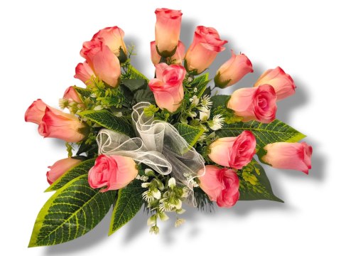 STROIK NA CMENTARZ KWIATY NA GRÓB POMNIK MISA Z OBCIĄŻENIEM RÓŻE