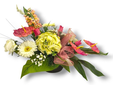 STROIK NA CMENTARZ SZTUCZNE KWIATY NA GRÓB POMNIK MISA Z OBCIĄŻENIEM