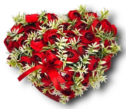 STROIK NA POMNIK KOMPOZYCJA KWIATOWA NA GRÓB SERCE Z OBCIĄŻENIEM