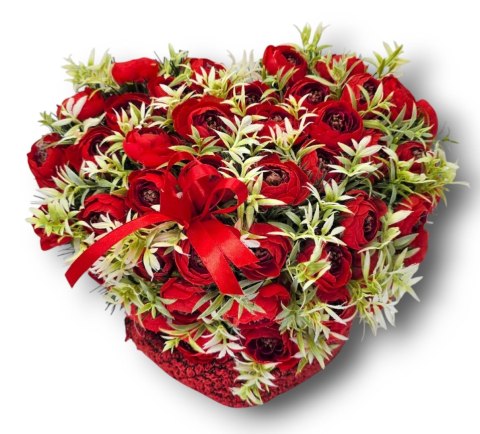 STROIK NA POMNIK KOMPOZYCJA KWIATOWA NA GRÓB SERCE Z OBCIĄŻENIEM