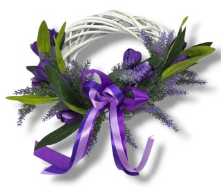 STYLOWY WIANEK DEKORACYJNY LAWENDA KROKUSY DO DOMU NA DRZWI STÓŁ 25cm