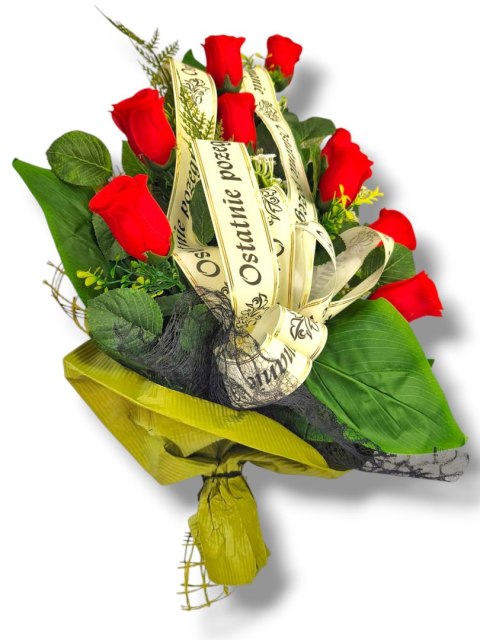 WIĄZANKA POGRZEBOWA WIENIEC CZERWONE RÓŻE + WŁASNY NAPIS + wysyłka 24h