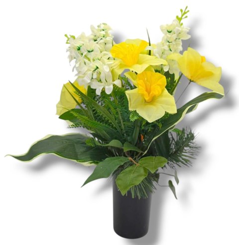 WIOSENNY BUKIET WKŁAD DO WAZONU KWIATY NA CMENTARZ GRÓB POMNIK ŻONKILE