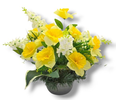 WIOSENNY STROIK NA CMENTARZ KWIATY NA GRÓB POMNIK MISA Z OBCIĄŻENIEM ŻONKILE