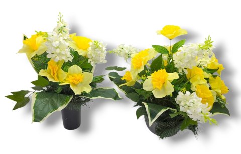 WIOSENNY STROIK NA CMENTARZ KWIATY NA GRÓB POMNIK MISA Z OBCIĄŻENIEM ŻONKILE