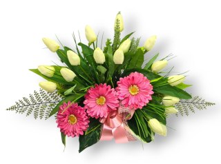 WIOSENNY STROIK NA CMENTARZ WIELKANOC TULIPANY NA GRÓB POMNIK Z OBCIĄŻENIEM